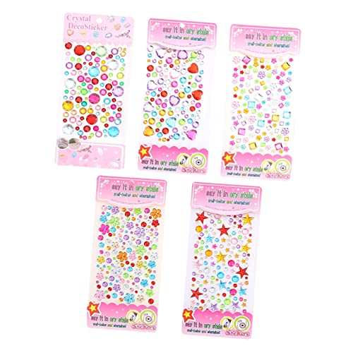 Supvox 5 Blätter Aufkleber belohnen Kristall-Strass-Aufkleber Kristall-Aufkleber Edelsteinaufkleber Edelstein-Aufkleber Bastelaufkleber kleine Aufkleber Edelsteine ​​Aufkleber Acryl von Supvox
