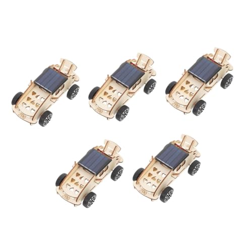 Supvox 5 Sätze DIY Solar Holzauto Bausatz Experimentierspielzeug für Umweltfreundliches Wissenschaftsset Leicht Zusammenbaubar Pädagogisch für Jungen und Mädchen Ab Jahren von Supvox