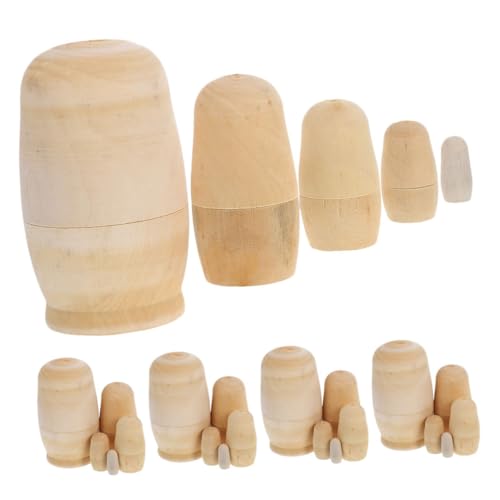 Supvox 5 Sätze Unbemalte Puppen aus Holz Lagig DIY Bastelset für Kreative Weihnachtsdeko und Persönliche Geschenkgestaltung für Familien und Gruppen von Supvox