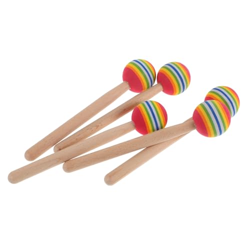Supvox 5 Stück Hammermusikspielzeug Trommel Ersatzteile Trommelstock aus Filz Kindertrommelstöcke für Kleinkinder Musikinstrumente Drumsticks Holz von Supvox