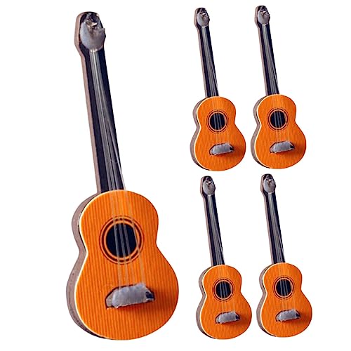 Supvox 5 Stück Mini-möbelmodell Miniatur-gitarrenmodell- Puppenhauszubehör Mini-Musikinstrument Puppenhaus-minigitarre Gitarren-Desktop-Ornament Puppenhaus-miniaturgitarre Kunststoff von Supvox