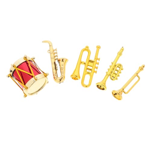 Supvox 5 Stück Miniatur-musikinstrumente Miniatur-Musical Puppenhaus Mini Mini-Instrumente Mini-hausinstrumentenmodell Anfängerflöte Mini- -Musikinstrument Puppenzubehör Golden Plastik von Supvox