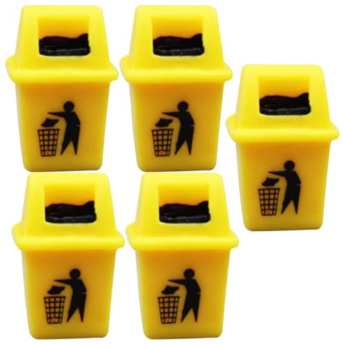 Supvox 5 Stück Mülleimer-Modell Mini Party Kleiner Mülleimer Tischmülleimer Behälter puppenhauszubehör tischdeko esstisch Tischdekoration Mülleimer Figur Kleiner Müll kann Harz Yellow von Supvox