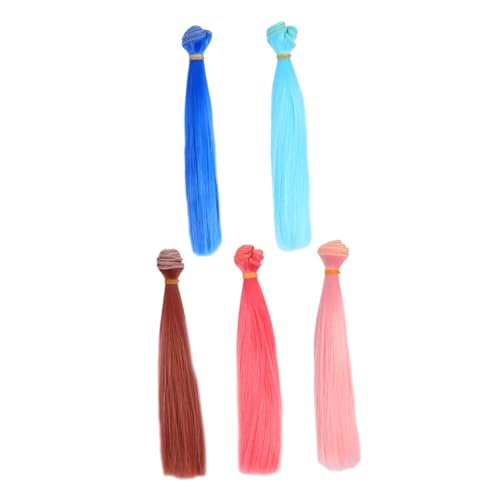Supvox 5 Stück Perücke Haarreihe Haar Zug Kit Stoffpuppen Für Mädchen Perlen Haarverlängerungen Puppe Perücke Synthetische Haarverlängerungen Lange Gewellte Haarteile Hochtemperaturdraht von Supvox