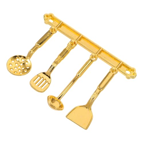 Supvox 5 Stück Puppenhaus Küchenset Mini-spachtellöffel Mini-küchenzubehör Miniaturfutterspielzeug Puppenhaus-miniutensilien Zubehör Für Mini-kochgeschirr Mini-küchenspatel Golden Metall von Supvox
