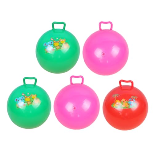 Supvox 5 Stück Teiliges Hüpfball mit Griff Cartoon Muster Aufblasbar Robust und Bouncy Geeignet für Indoor Outdoor Spiele Balance und Sensory Training für Jungen und Mädchen von Supvox
