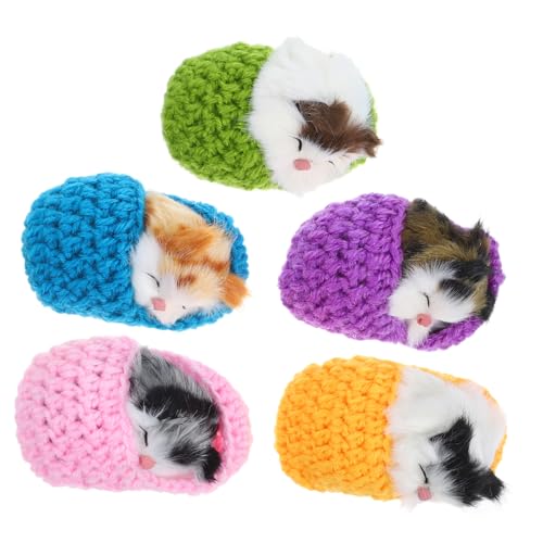 Supvox 5 Stück Teiliges Katzenspielzeug Plüsch Kuschelpuppe mit Cartoon Katzenmotiv Stofftier Ornament Gelb Grün als und Dekoration von Supvox
