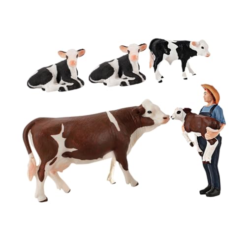 Supvox 5 Stück Teiliges Miniatur Rinderfiguren aus PVC Realistische Mini Kuh Modelle Detailgetreue Simulation von Nutztieren Vielseitig für Lernspielzeug Garten und Heimdekoration von Supvox