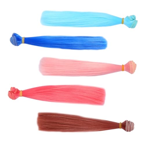 Supvox 5 Stück Teiliges Puppenhaar Hochtemperaturfaser Gerade Haarverlängerungen DIY Basteln Vielseitige Farben Realistisches Weiches Puppenhaar für Kreative Puppenperücken Herstellung von Supvox