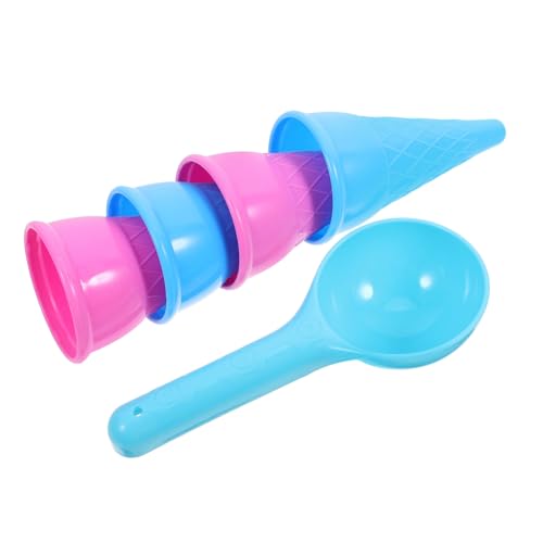 Supvox 5 Stück Teiliges Strandspielzeug Set mit Eiscreme Tüten und Schaufel Kreatives Sandspielzeug für Fördert Kreativität und Soziale Interaktion Farben Zufällig Zufällige Farbe von Supvox