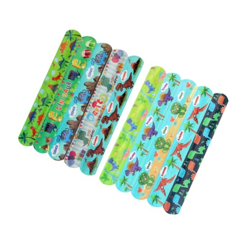 Supvox 50 Stück Dinosaurier-Armband Thema Party Slap Armbänder dekoratives Klapparmband Handgelenkschmuck Fotorequisiten für Klatschringe entzückende Armbänder PVC von Supvox