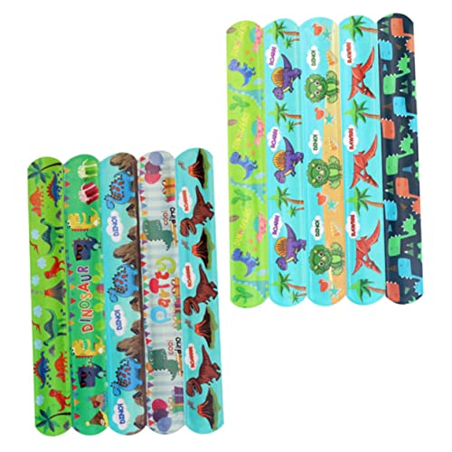 Supvox 50 Stück Dinosaurier Slap Armbänder für Bunte Handgelenk Bänder mit Dinosaurier Muster PVC Zufälliger Stil für Partys und Dekorationen von Supvox