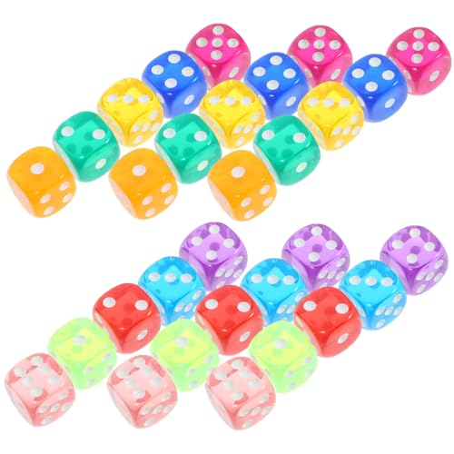 Supvox 50 Stück Farbige Würfel Standard-spielwürfel Unterhaltungswürfel Spiel Würfel Mehrseitige Würfel Spielzeugwürfel Partywürfel Standard -Game Dices Bulk Bunte Würfel Acryl von Supvox