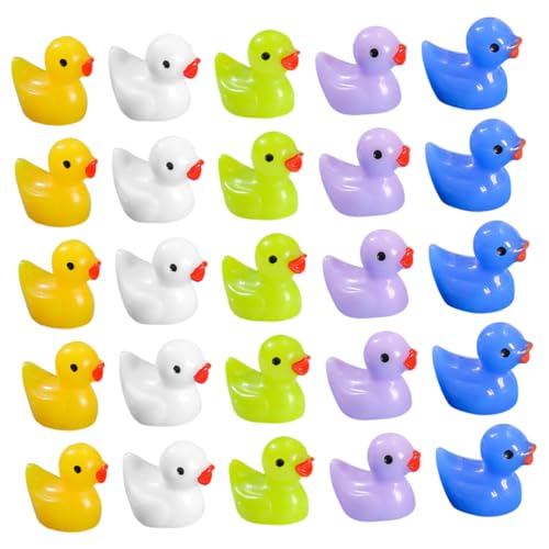 Supvox 50 Stück Mini Ente Figuren aus Resin Niedliche für Gartenlandschaft Dekoration für Rasen und DIY Projekte Langlebig und Detailreich Vielseitig Einsetzbar von Supvox