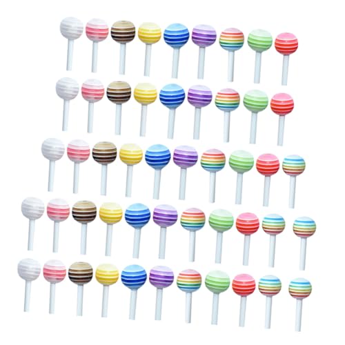 Supvox 50 Stück Mini Lollipops Bunte Miniatur Zuckerbrot Modell Dekorationen für Puppenhaus Mini Hausbedarf Farbenfrohe Tischdeko DIY Zubehör Zufällige Farbe Zufällige Farbe von Supvox