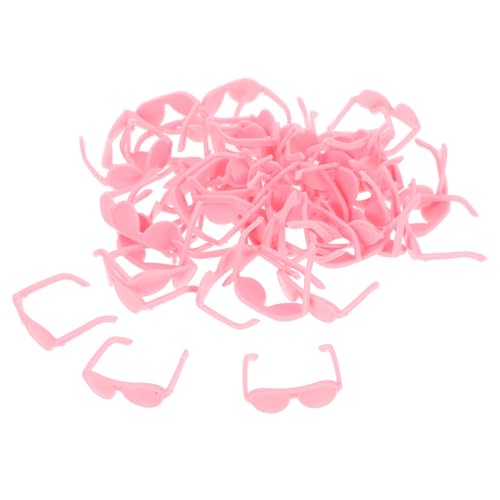 Supvox 50 Stück Puppenbrille Mini Zubehör stylische Puppensonnenbrille Brille für Puppe Puppen-Foto-Requisiten lustige Brillendekore Puppe Sonnenbrille Plastik Rosa von Supvox
