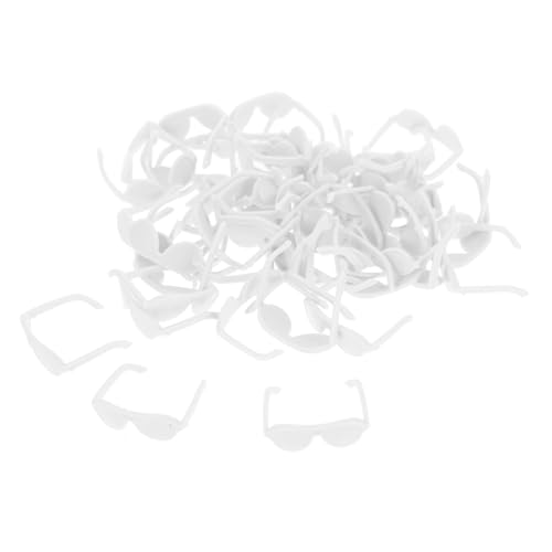 Supvox 50 Stück Puppenbrille Mini für realistisch kleine Puppensonnenbrille kreative Puppensonnenbrille stilvolle Brillenrequisiten lustige Brillenspielzeuge Plastik Weiß von Supvox