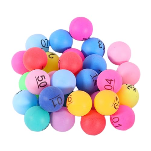 Supvox 50 Stück Teiliges Bunte Kunststoff partyspielbälle mit Zahlen Leichte Kompakte Loskugeln für Tombola Geburtstagsfeiern Meetings und Hochzeiten Robuste Farbenfrohe Spielrequisiten von Supvox