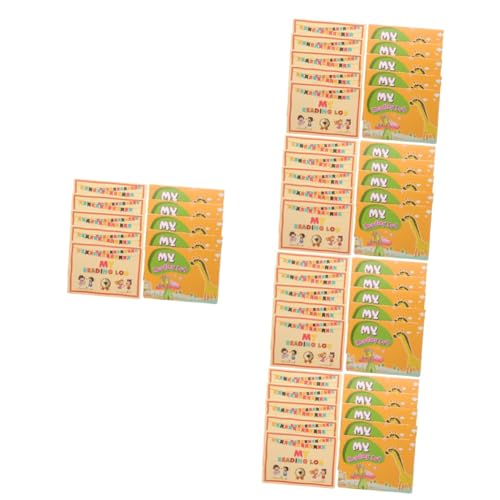 Supvox 50 Stück Teiliges Reading Log Bankbook Tragbares Kleines Lesetagebuch aus Hochwertigem Verschleißfestem mit Englischer Druckschrift Tägliche Lesekarten Niedliches Cartoon Design von Supvox