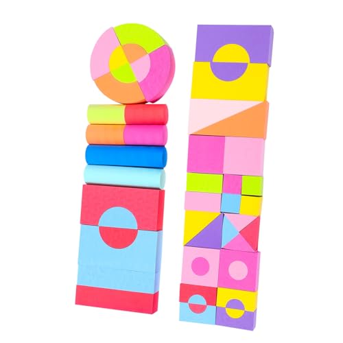 Supvox 50 Stück Weicher Block Bunte stapelbare Blöcke Frühpädagogisches Lernblockspielzeug Bausteine Stapelblöcke Weiche Blöcke für Babys Eva Colorful von Supvox