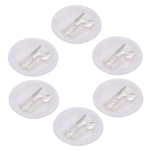 Supvox 6 Sätze Simulationsbesteck Kinderspielzeug Mini-Geschirr-kit Miniatur-gabeln Mini-hausbedarf Mini-geschirrverzierung Mini-szenen-Layout Miniaturbesteck Heimdekoration Abs Weiß von Supvox