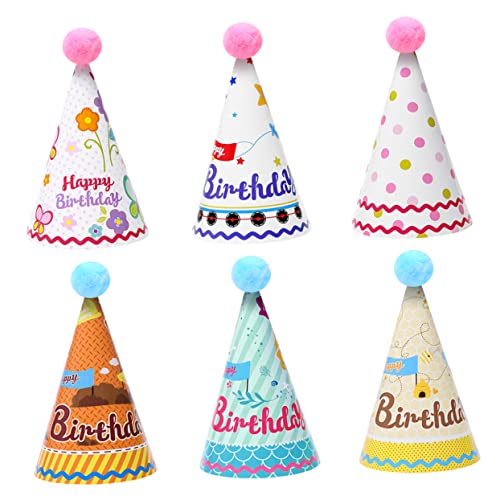 Supvox 6 Stück Geburtstags Papierhüte für Partyhüte mit Pompons für Jungen und Festliche Hutdekorationen für Geburtstagsfeiern und Besondere Anlässe Supvox 6 Stück Geburtstags Papierhüte für Partyhüte mit Pompons für Jungen und Festliche Hutdekorationen für Geburtstagsfeiern und Besondere Anlässe von Supvox
