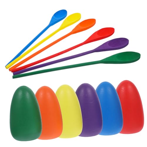 Supvox 6 Stück Holzeier Zappelt Sensorisch Kind Junge Eierlöffel Spiele Staffellauf Spiel Balance-Spiel Löffelspiele Outdoor- Trainingsinstrument Eier- Und Löffelspiel von Supvox