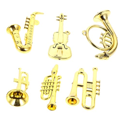 Supvox 6 Stück Instrumentensatz Mini Party realistisch Musical bastelmaterial für bastelsets für Children Toys Puppenhauszubehör Puppenhausverzierung Plastik Golden von Supvox