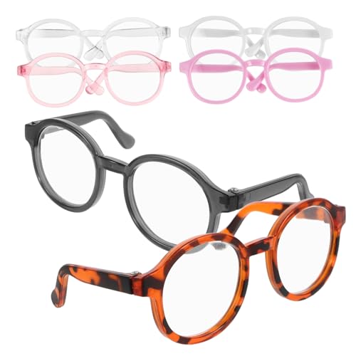 Supvox 6 Stück Klarglas Brillen für Puppen Runde Miniatur Brille für Stofftiere Kostüm Zubehör und Kreative Bastelideen für Puppenliebhaber von Supvox