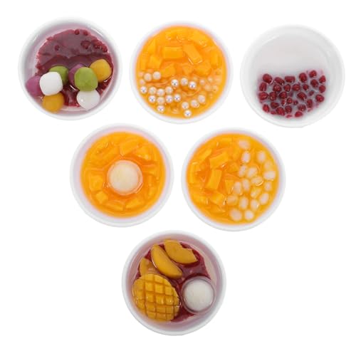 Supvox 6 Stück Mini Dessertschalen Realistische Nachbildung Künstliche Lebensmittel Dekoration Geruchsfreie Modelle für Fotografie Tischdeko Puppenhaus Zubehör von Supvox
