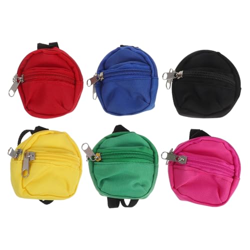 Supvox 6 Stück Mini Puppenrucksack mit Reißverschluss Niedliche Cartoon-Schulranzen Leichte und Kompakte Taschen für Puppenzubehör für Puppenhaus-Dekoration und Kreatives Rollenspiel von Supvox