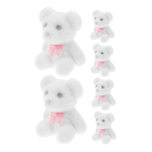 Supvox 6 Stück Mini-bärpuppe Deko Mini-flockbären Minibären Masse Minibären Für Die Babyparty Kleine Bären Geburtstags-minibär Weiß PVC von Supvox