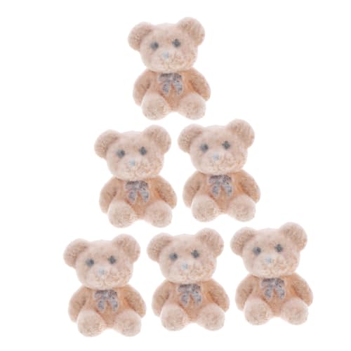 Supvox 6 Stück Mini-bärpuppe Minibären Masse Mini-flockbären Kleine Bären Geburtstags-minibär Minibären Für Die Babyparty Light Brown PVC von Supvox