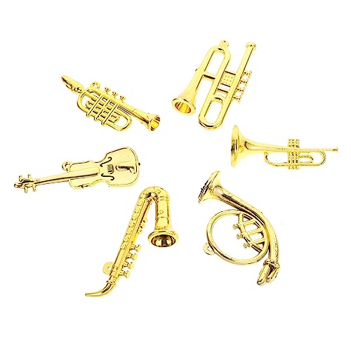 Supvox 6 Stück Miniatur Musikinstrumente Teiliges Trompete Saxophon aus Kunststoff für Puppenhaus Dekoration Weihnachtsbaum Verzierung und Geschenkidee von Supvox