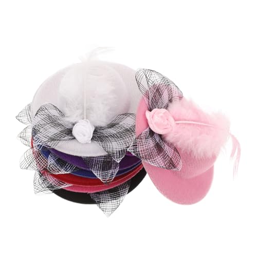Supvox 6 Stück Minihüte zum Basteln Prinzessin Tea-Party-Hüte schnell Haarpuppe Kostüm Puppenaccessoires Puppenhut Kleiner Zylinder zum Basteln Miniaturhut Mini-Zylinder Polyester von Supvox