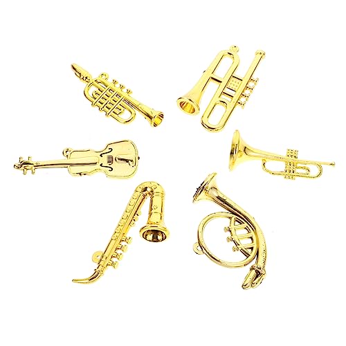 Supvox 6 Stück Musikinstrumente für Puppenhaus Teiliges Zubehör Trompete Saxophon Dekoration für Weihnachten Handgefertigte Miniaturspielzeuge für Kinderzimmer und Kreative Gestaltungen von Supvox
