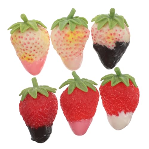 Supvox Realistische Erdbeer- Aus Kunststoff 6 Stück Dekorative Fruchtanhänger Künstliche Erdbeeren Für Heimdekoration Party von Supvox