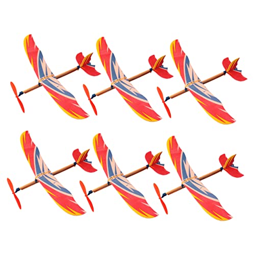 Supvox 6 Stück Teiliges DIY Gummiband Flugzeug Handgemachte Segelflugzeuge aus Leichtem Material Bunte Bastelmodelle für Fördert Hand Auge Koordination und Geschicklichkeit von Supvox
