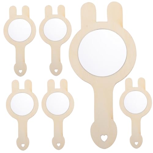 Supvox 6 Stück Teiliges DIY Holzspiegel Unbemalte Mini handspiegel zum Basteln und Bemalen Tragbare Kreative Spiegel für Mädchen Fördert Fantasie und Handwerkliche Fähigkeiten von Supvox