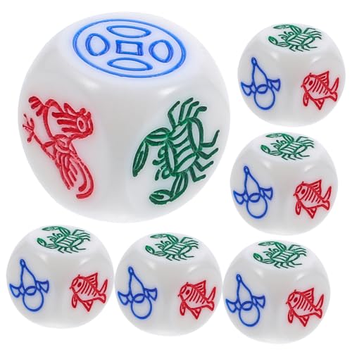 Supvox 6 Stück Teiliges Fisch Garnele Krabbe Würfel aus Robustem Resin Vielseitiges Partyspiel Zubehör für Gesellige Runden Handliche Spielwürfel für Zuhause Bar und Ktv Langlebig und von Supvox