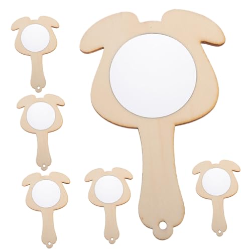 Supvox 6 Stück Teiliges Holzspiegel Basteln für Kleine Handspiegel aus Unbemaltem Holz DIY Kreativset mit Mini spiegeln für Jungen und Mädchen Fördert Kreativität und Feinmotorik von Supvox