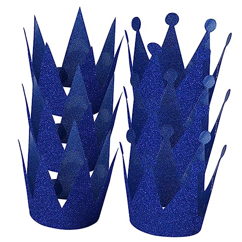 Supvox 6 Stück Teiliges Kindergeburtstagsset PVC Doppelseitige Glitzer Kronen in Blau Prinzessin und Prinz Designs Geburtstags Partyhüte für Mädchen und Jungen als Festliche Gastgeschenke von Supvox