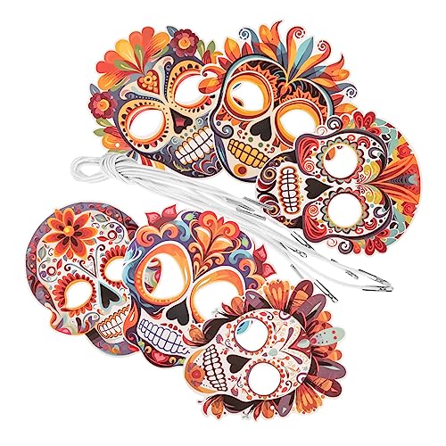 Supvox 6 Stück Teiliges Mexikanisches Day Of The Dead Papiermasken DIY Totenkopfmaske zum Ausmalen Gruselige Halloween Kostüm Accessoires Dekorative Party Maskerade für Karneval und von Supvox