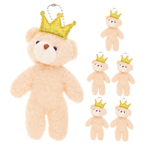 Supvox 6stücke Mini Plüschbär Schlüsselanhänger Kleiner Flauschiger Bär Anhänger Handtaschen Charm Auto Schlüsselanhänger Plüschtier Taschenanhänger Weiches Bären-Spielzeug Zum Befestigen von Supvox
