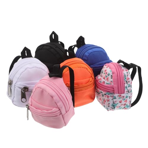 Supvox 6 Stück Teiliges Mini-Rucksack Puppen Cartoon-Schulranzen mit Reißverschluss Strapazierfähiger Stoff Realistisch Gestaltete Mini-Schultasche für Kreatives Rollenspiel und von Supvox