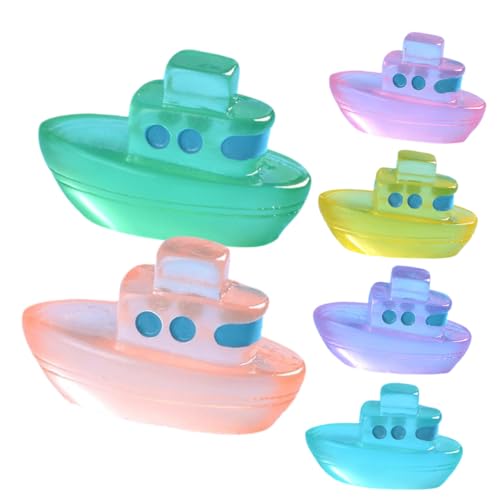 Supvox 6 Stück Teiliges Miniatur Resin Boot Figuren Nachtleuchtende Mini Boote in Farben Leichtes Detailliertes Garten und Landschaftsdekor für Auto Puppenhaus und Micro Landschaft von Supvox