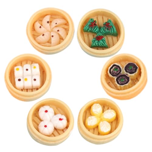 Supvox 6 Stück Teiliges Miniatur Spielessen Realistische Dampfkörbe für Puppenhaus Dekoration Spielküchen Zubehör Lebensechte Lebensmittelmodelle für Kreative DIY Szenen von Supvox