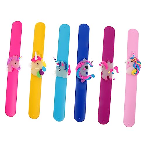 Supvox 6 Stück Teiliges Silikon Slap Armbänder Nachtleuchtend Einhorn Bunte Party Wristbands Komfortabel Spaß Mitgebsel für Mädchen und Kindergeburtstag von Supvox