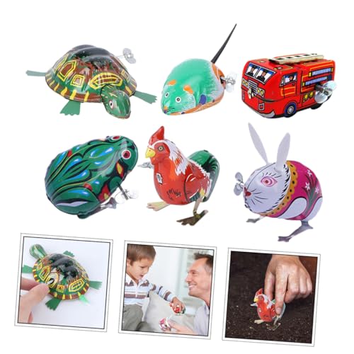 Supvox 6 Stück Teiliges Wind up aus Bunte Retro Tiere und Feuerwehrwagen Kindersicher ohne Batterie Springend und Kletternd Fördert Koordination und Fantasie für Zufällige Farbe von Supvox
