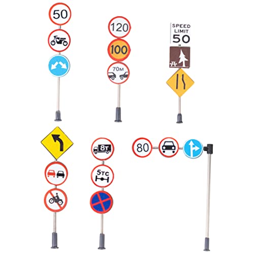 Supvox 6 Stück Verkehrszeichen Landschaftszeichen Verkehrsschild selber Machen Mini-Straßenschild Rollenspiel Straßenschild Simulations-Straßensperren ABS Plus Edelstahl von Supvox